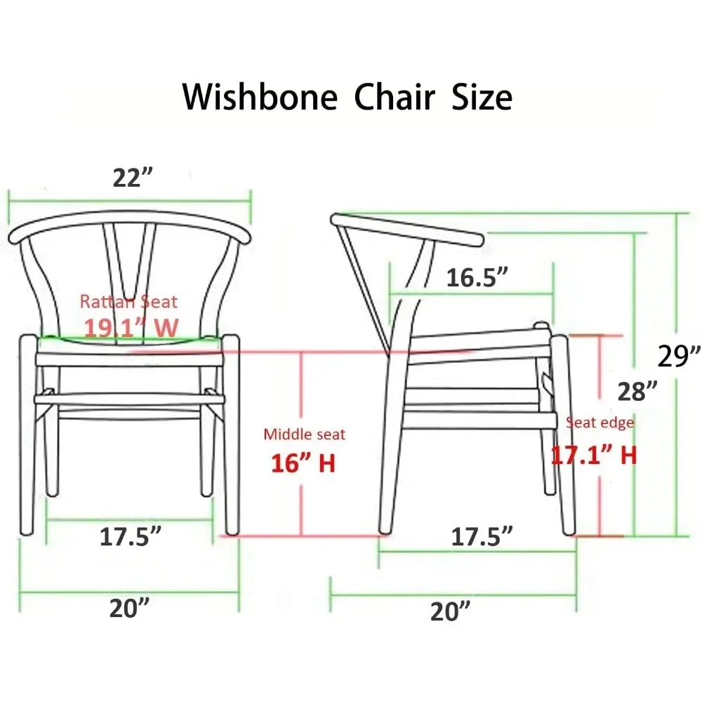 Chair Natural Solid Wood Dining Chair, Y Chair Vine Armchair Set of 2 (Grey Wood Black)LMYX