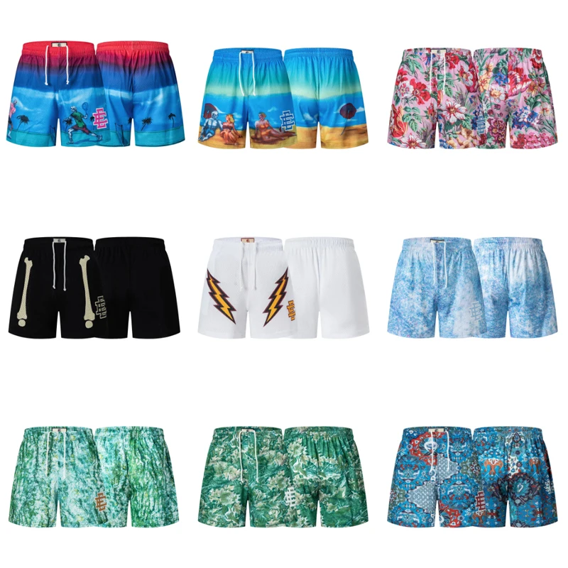 

Summer Vacation Trend EE Beach Shorts Full Printed Pattern High Quality Mesh Loose Breathable Eric Casual Shorts