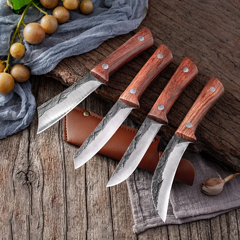 Forged 5CR15 Stainless Steel Sharp Fixed Knife Survival Outdoor Camping Wood Handle Fruit Knives Grilled Meat Cutter With Sheath