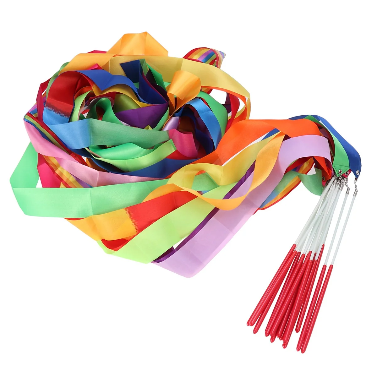 14Pcs Colorful Gymnastics Ribbon Rhythmic Dancing Streamers Ideal for Kids Dance Twirling Training Exercise Color Guard Marching