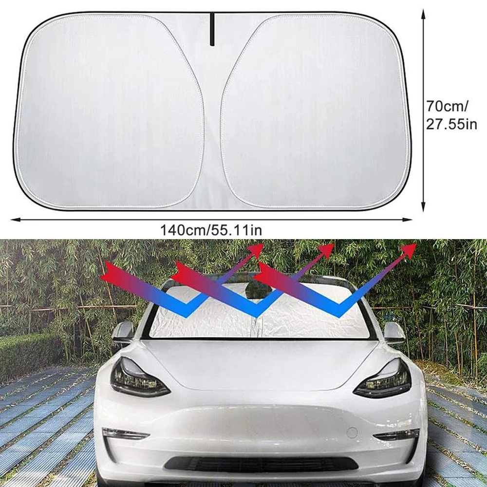 

For Tesla Model 3 Y Car Windshield Sun Shade Cover Visors Front Window Sunscreen Protector Auto UV Protection Sunshade Accessory