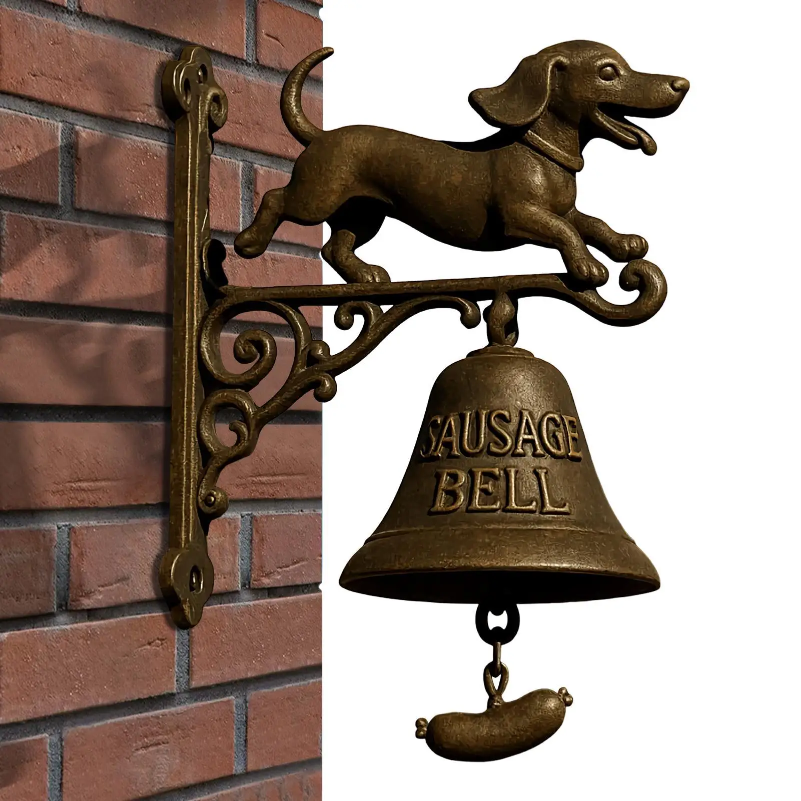 Metal Welcome Doorbell Vintage Halloween Witch Bell Metal Dachshund Welcoming Doorbell for Home Entrance Wall Mount Decoration