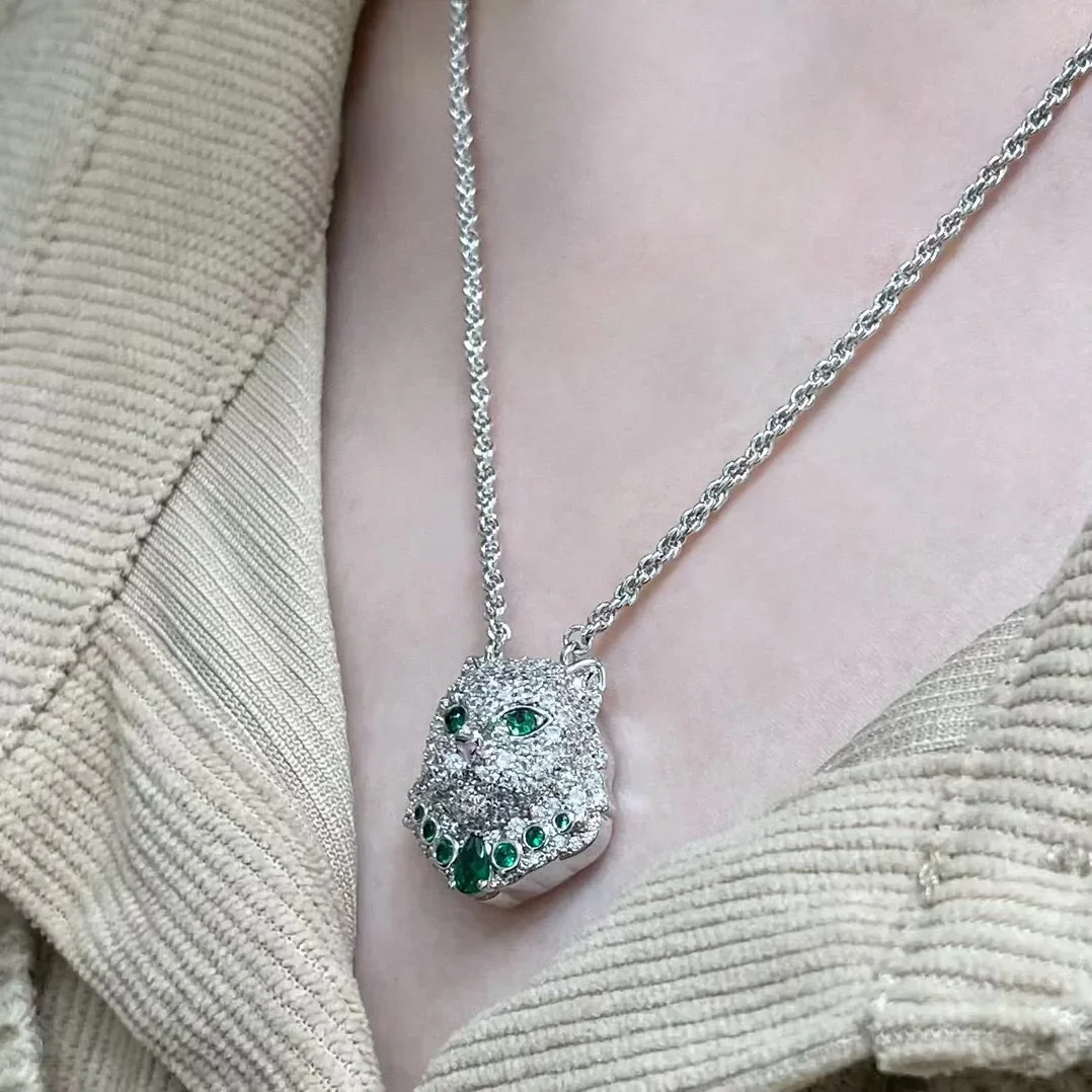 

New 2024 Trend Classic High Quliaty Famous Brand Luxury Jewelry Necklace For Women Zircon Pure 925 Sliver Totoro Emerald Gifts