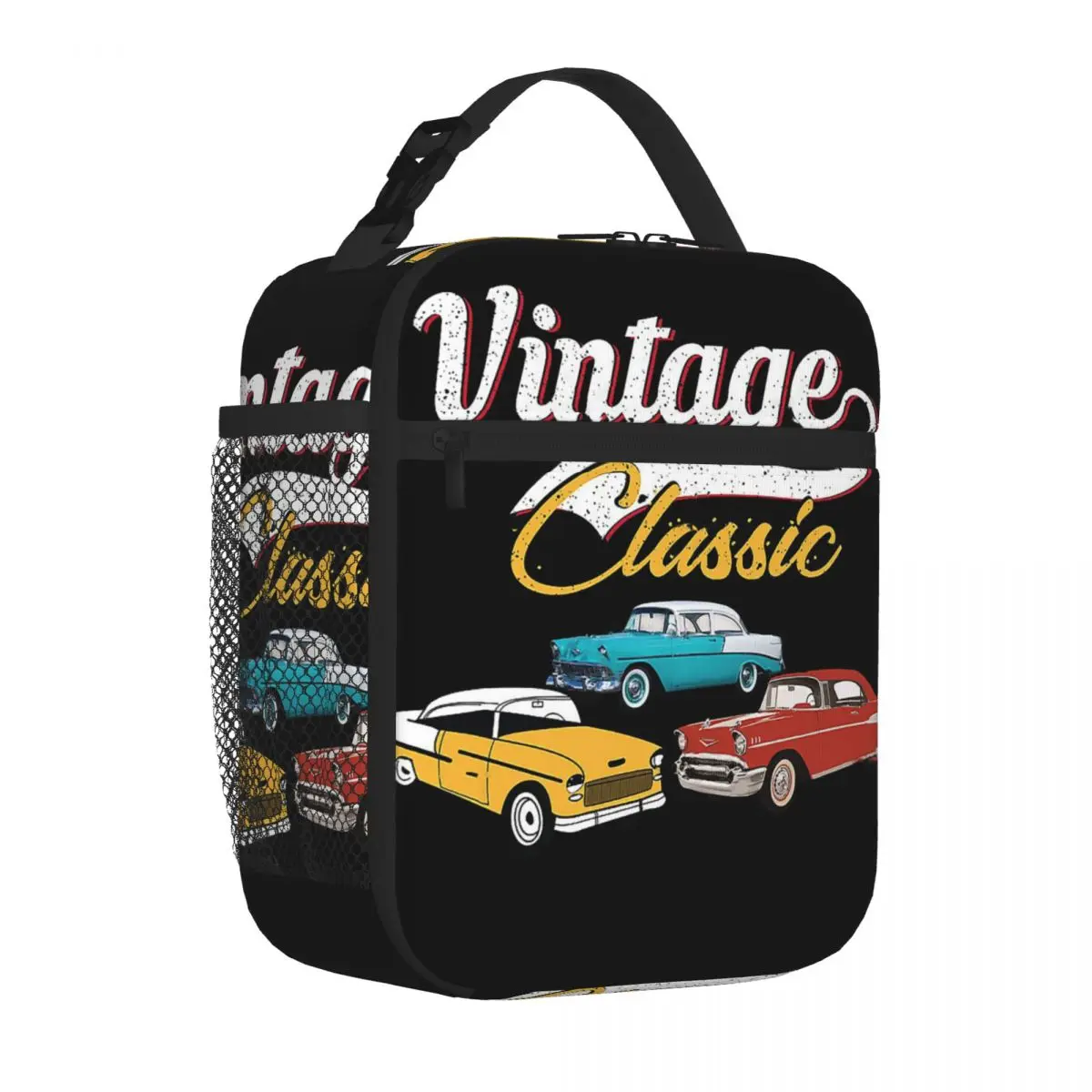 Vintage Classic Chevy Car Lunch Bags Insulated Lunch Tote Portable Bento Box Resuable Picnic Bags for Woman Work Children School