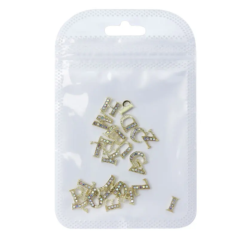 26Pcs Letters Nail Charms Glitter Crystals Diamonds Nail Rhinestones English Alphabet Nail Charms 3D Shiny Letter Capital Gems