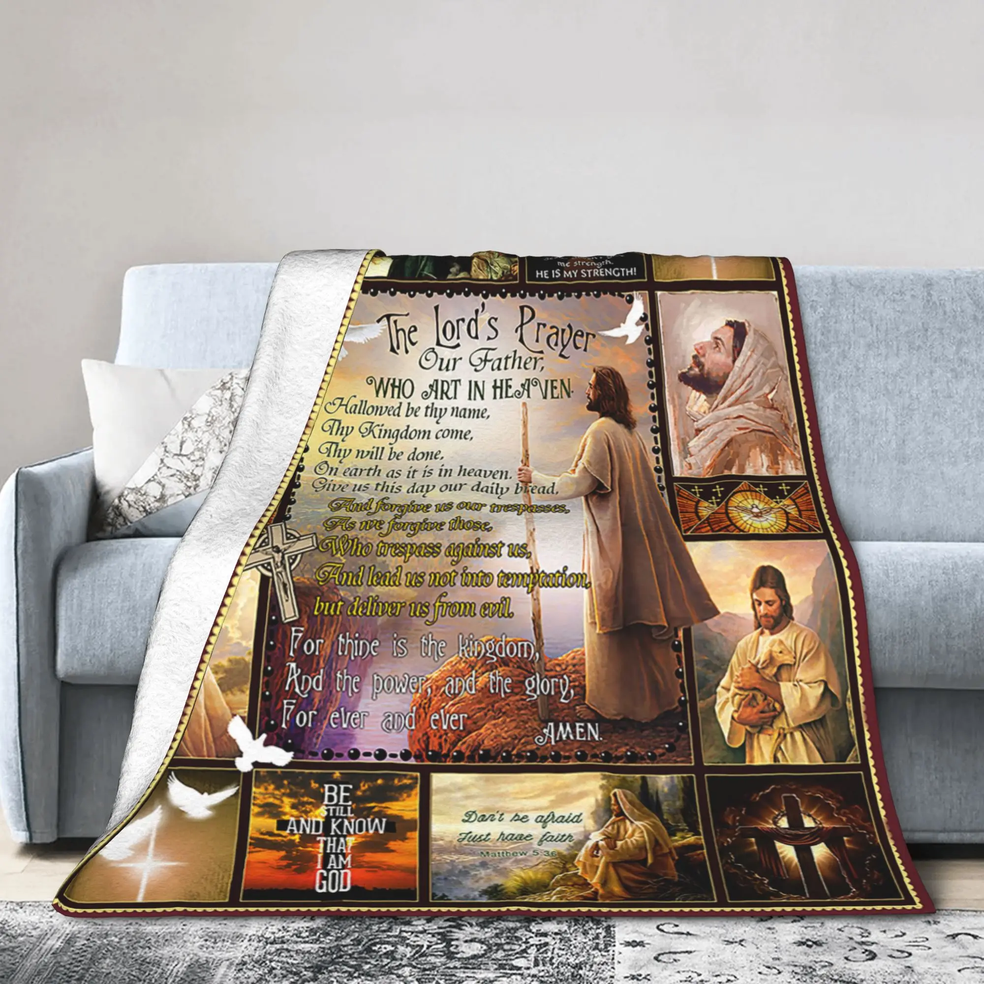 المسيحية يسوع المسيح بطانية محبوكة الصوف الروح القدس سوبر لينة رمي البطانيات لغرفة النوم أريكة سرير البساط