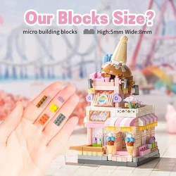 City Street View Building Block Set DIY Ice Cream Coffee Flower Shop Model Building Toy Ideal for Home Decor and Holiday Gifts