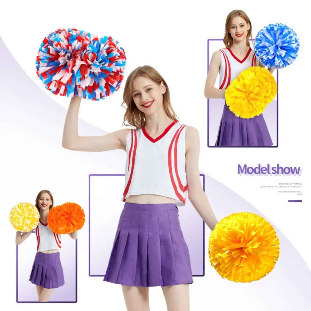 2Pcs Cheerleading Flower Ball Bright Color Poms For Party Sport Game Cheer Up