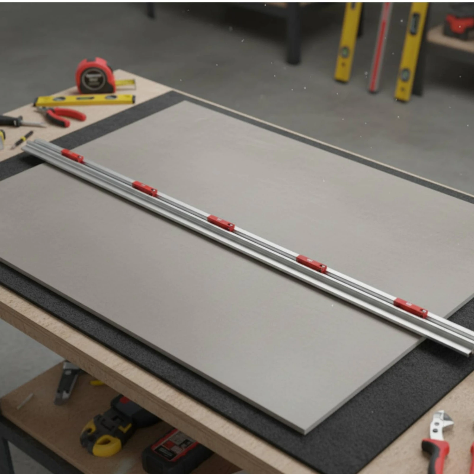 Heavy Duty Cutting Guide with Suction Cups Precision Straight Rail Tile and Stone Guide for Jobsite Projects