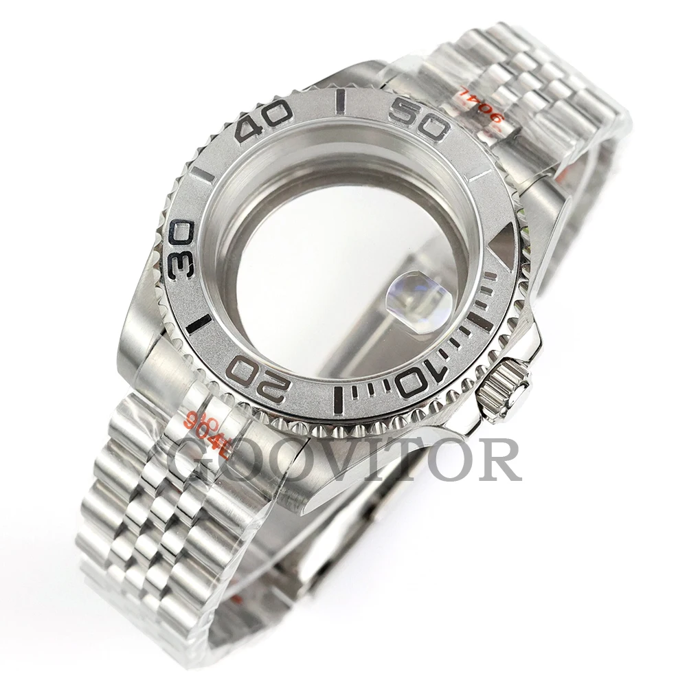 

40mm NH35 Watch Case Fit Yacht-Master Stainless Steel Jubilee Rubber Oyster Strap Fit NH35 NH34 NH36 NH38 Movement 28.5mm Dial