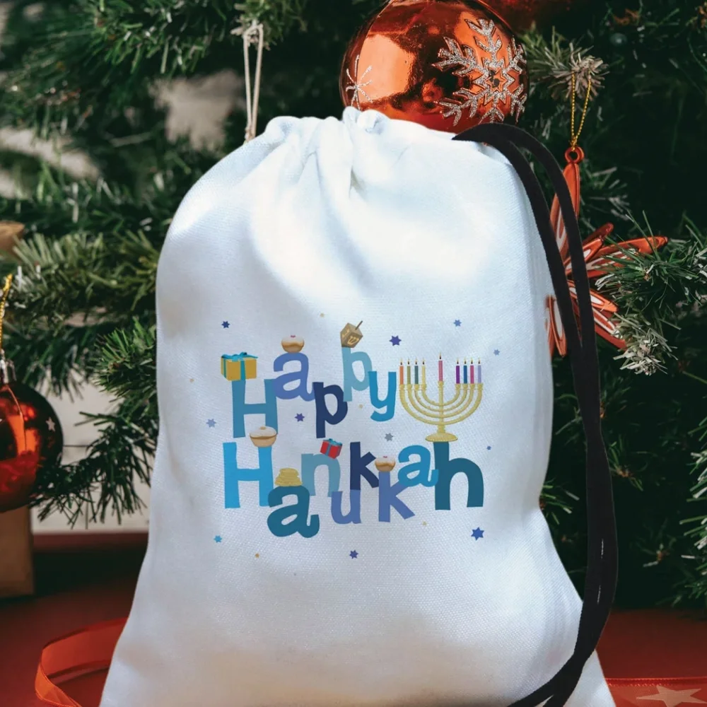 20 pcs Custom Happy Hanukkah Gift Bags-Personalised Hanukkah Bags with Names-Custom Hanukkah Party Favor Bags-Funny Jewish Holi