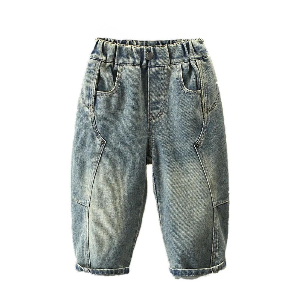 

Джинсы для мальчиков от 2 до 10 лет, высокое качество, весенне-осенние детские джинсы, модные лоскутные джинсовые штаны для мальчиков, брюки для детей-подростков