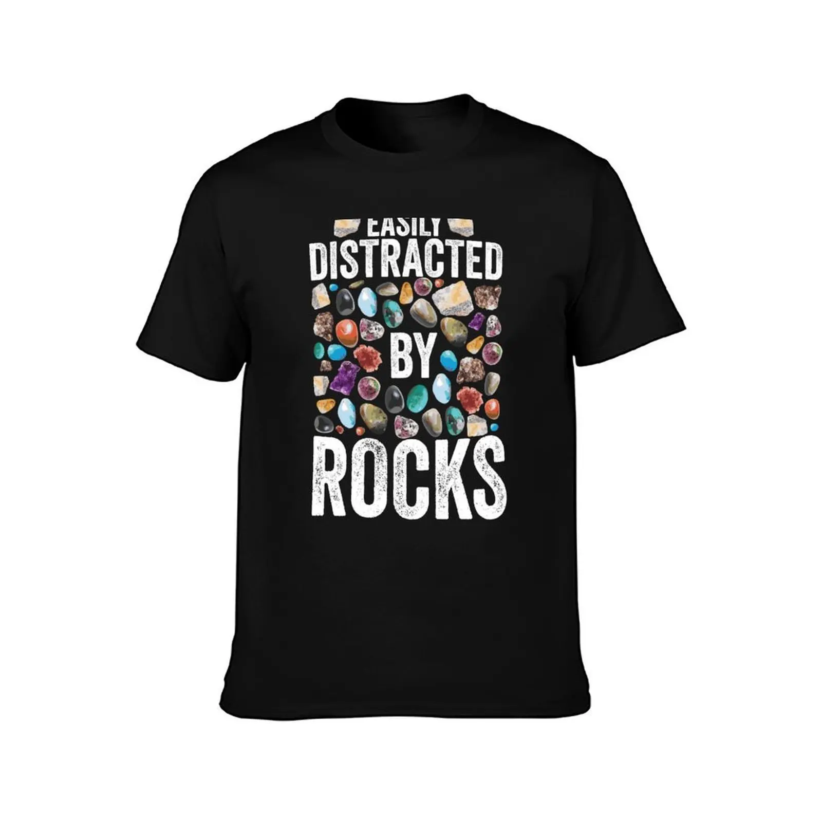 Geology Easily Distracted By Rocks for Geologist T-Shirt, Summer Casual Cotton Tee, Oversized Streetwear Tops, Unisex Men Women