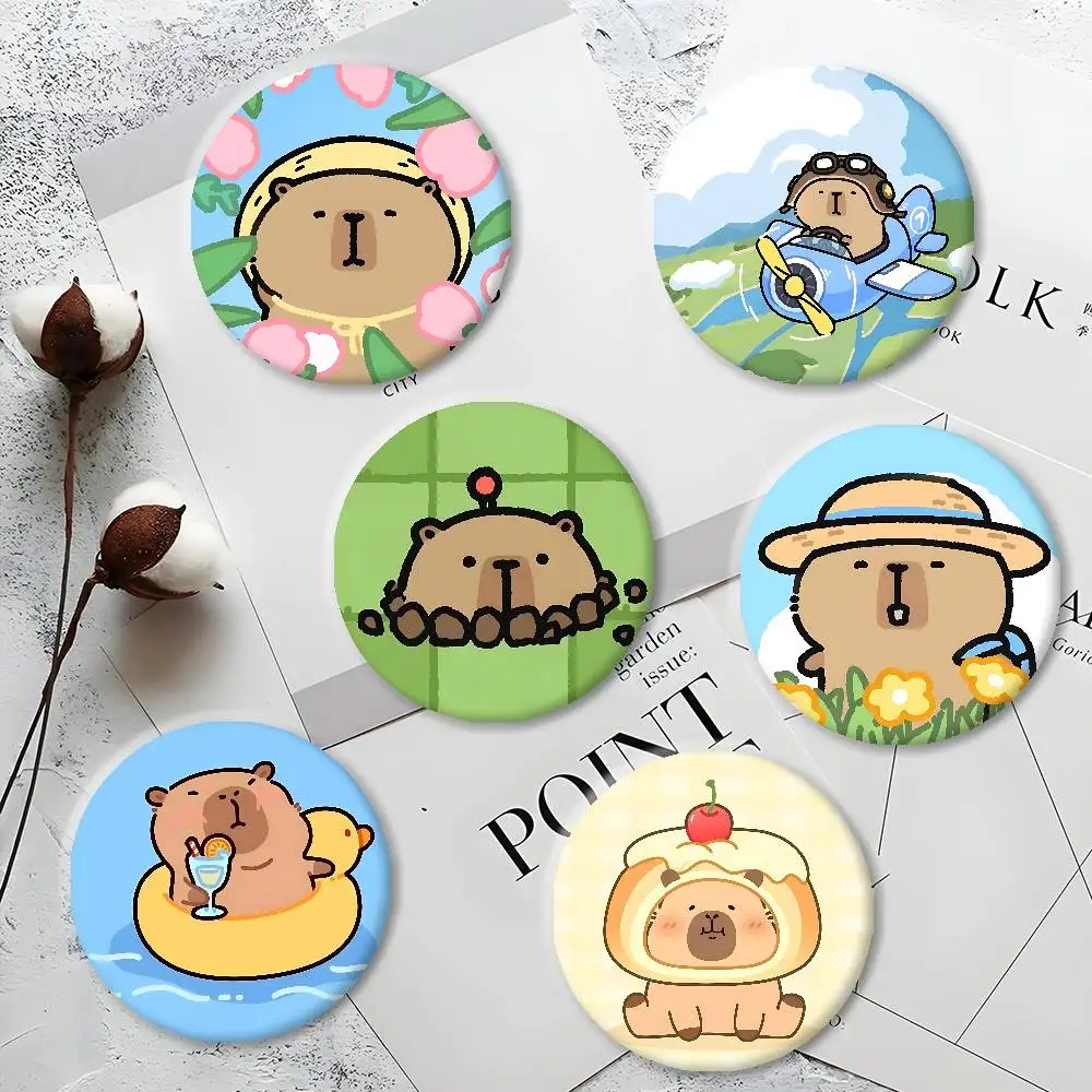 Cute Capybara Badges Tinplate Soft Button Pin Brooch Metal Badge Custom Jewelry Accessories Hat Bag Lapel