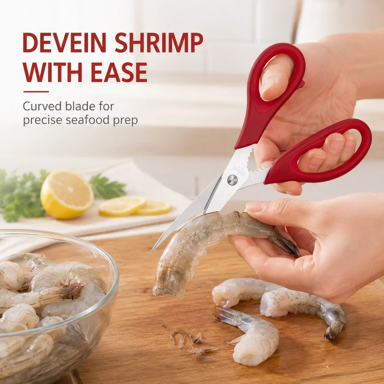 Kitchen Seafood Scissors Stainless Steel, Shrimp Vein Remover Scissors, Fish Cutting Tool for Home Kitchen Use