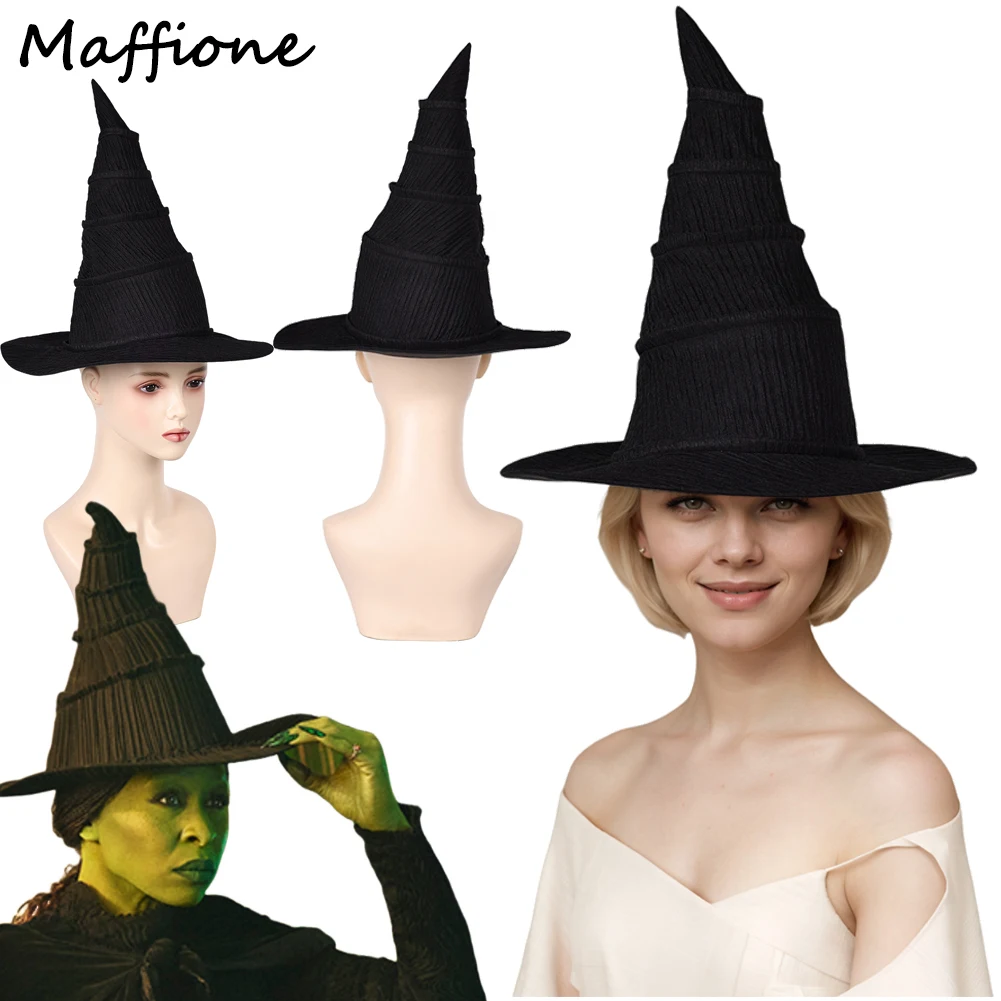 

Elphaba Cosplay Witch Hat Costume Accessories 2024 Movie Wiked Roleplay Cap Headgear Female Halloween Carnival Costume Props
