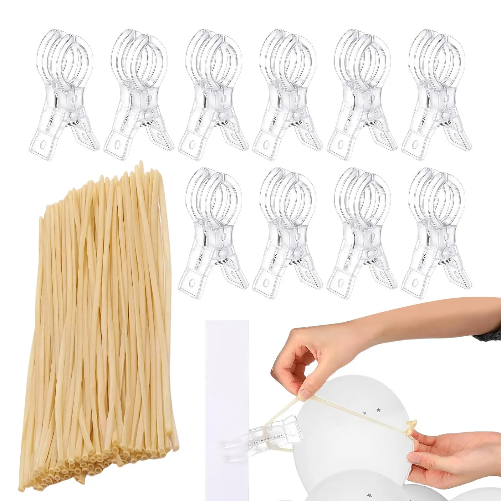 

Зажимы для арок из воздушных шаров 3,54 x 1 дюйм, прозрачные, прочные пружинные зажимы для гирлянд, для уличных вечеринок и дней рождения