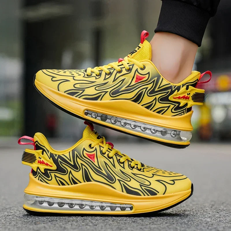 Men Breathable Mesh Shoes, Full Palm Air Cushion Shock Absorbing Low Top Casual Sports Shoes, Anti-Slip Wear Resistant Footwear
