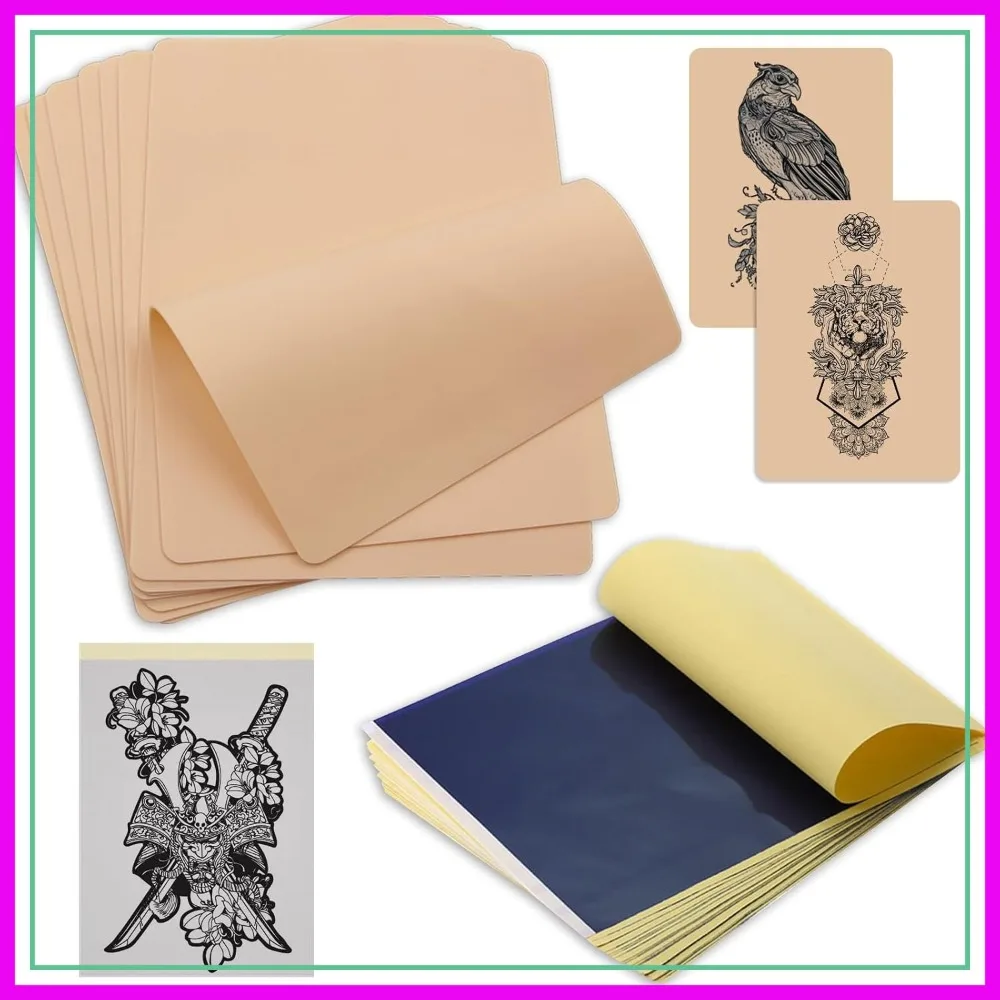 

Tattoo Practice Skin & Transfer Paper Kit 40Pcs - Fake Skin Double Sides, Stencil Paper for Beginners & Artists