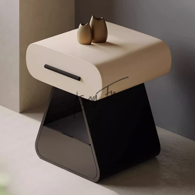 Modern simple bedside table Lightweight luxury small bedroom Small size storage bedside table