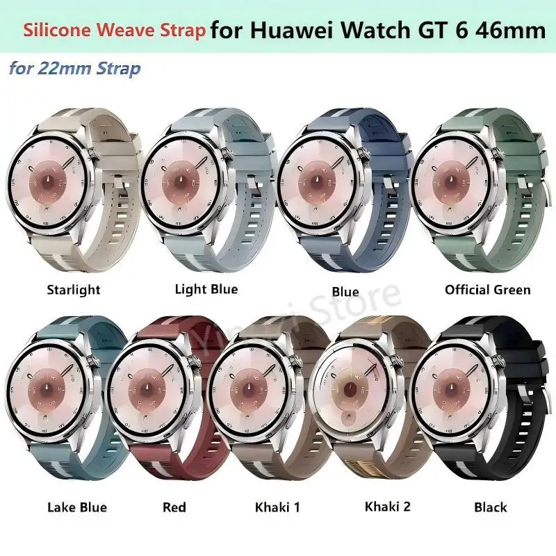 

Silicone Strap for Huawei Watch GT6 46mm Soft Wristband Adjustable Weave Watchband Replacement for Huawei Watch GT 6 Accessory