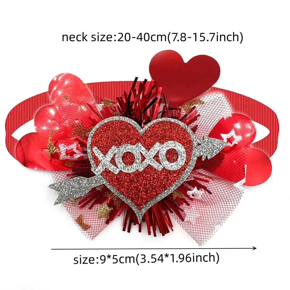 30/50pcs Valentine's Day Pet Dog Bow Ties Fashion Love Heart Bow Tie Adjustable Collar Pet Grooming Accessories for Small Dogs