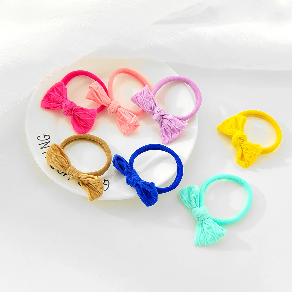 30pc/lot Small Knotbow Headband Baby Nylon Headbands Kid Girls Infant Nylon Headband Girl's Elastic Nylon Hairbands Headwear