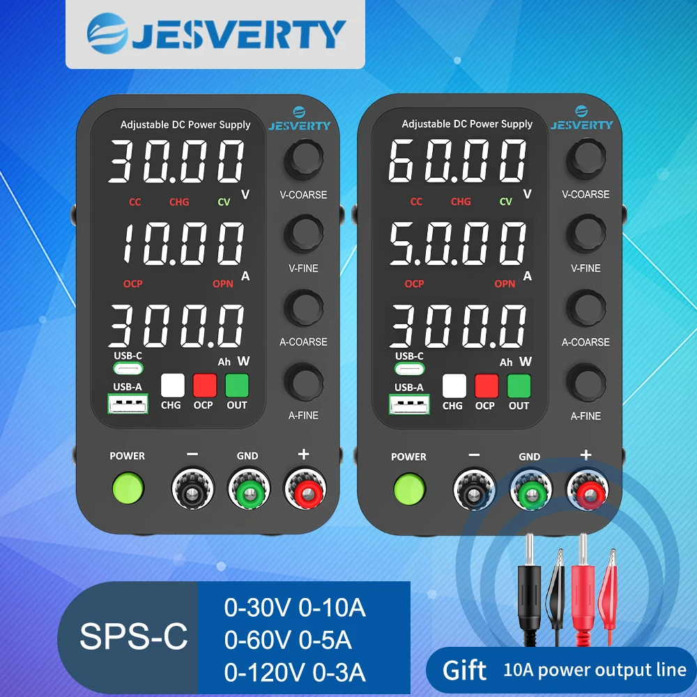 

JESVERTY SPS3010C Источник питания постоянного тока Регулируемый импульсный источник питания 30 В 10 А с USB-аккумулятором 5 В 2 А Регулятор дисплея для зарядки