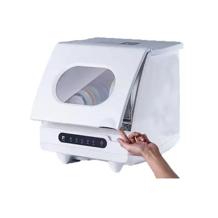 Home mini large capacity countertop mini dishwasher with ultrasonic flushing, portable low-noise water-saving dishwasher