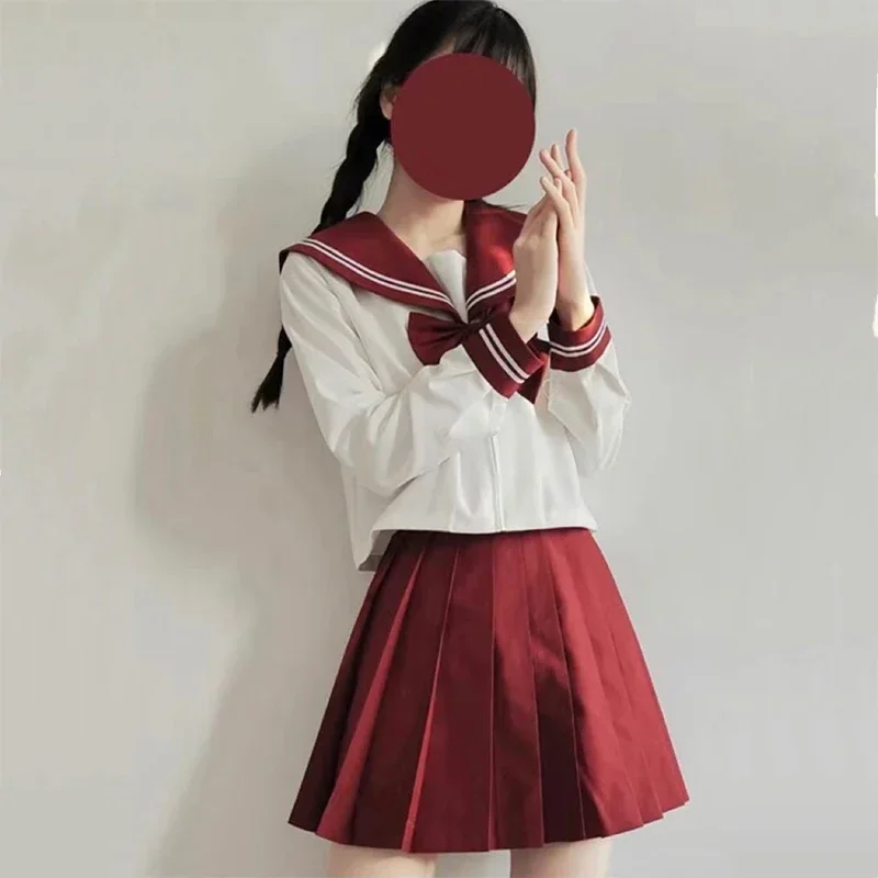 Uniforme escolar japonés S-Xxl JK para niña, disfraz rojo, traje Sexy JK para mujer, chaqueta de marinero, Falda plisada Su MN4