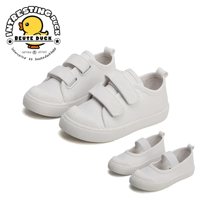 2026 New Spring Summer Children's Canvas Shoes Girls White Shoes Fashion Boys Soft Campus White Causal Shoes Non-slip Sneakers