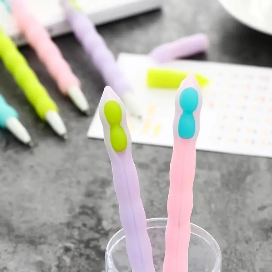 4Pcs/Set Creative Pods Gel Pen Cute 0.5mm Beans Black Ink Pens Writing Stationery Kids Gift School Office Stationary Supplies