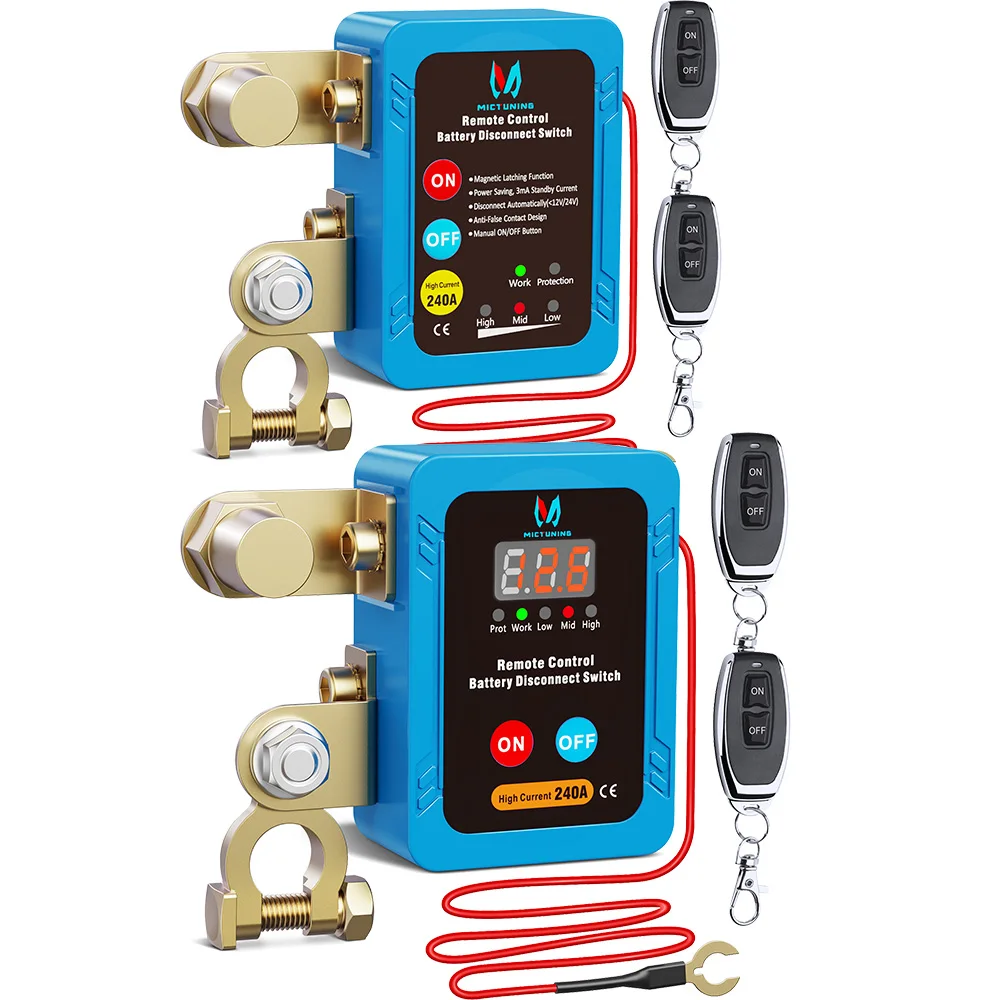 MICTUNING Kill Switch Remote Control 12V 240A Battery Disconnect Isolator Anti-Theft Switch with LED Indicator for RV Truck Boat