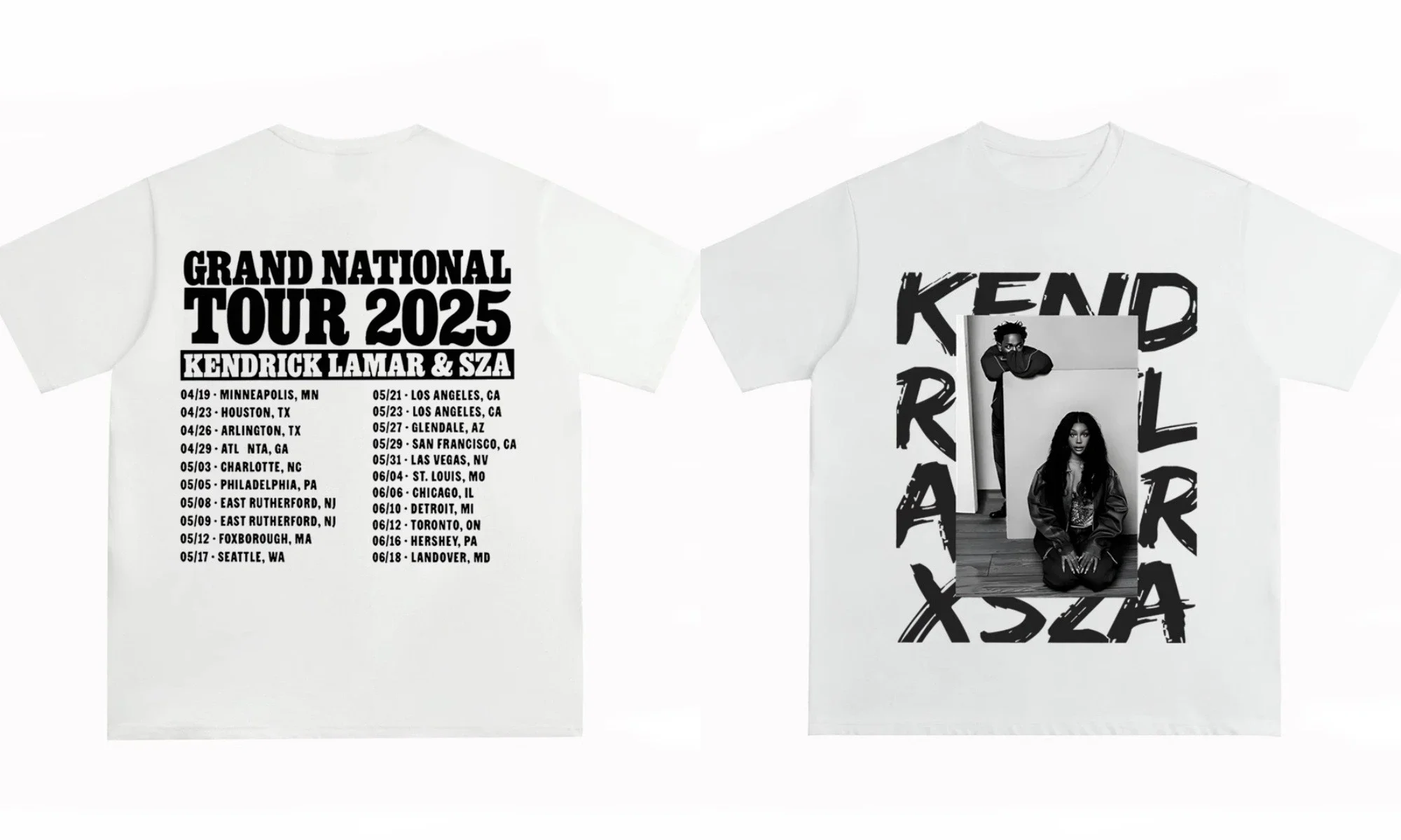 SZA Kendrick Lamar Grand National Tour 2025 T-Shirt Men Women Short Sleeve Cotton Tee Summer Men's T-Shirt Tops Streetwear