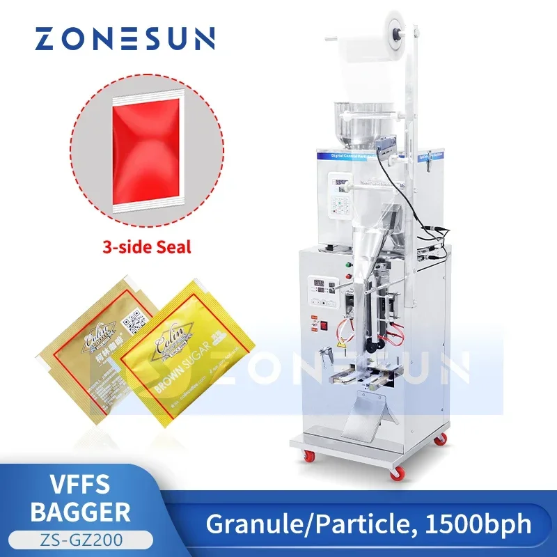 ZONESUN ZS-GZ200 Automatic VFFS Powder Tea Surge Sealing Packing Machine 1-50G Hardware Nut Dry Massive Power Filling