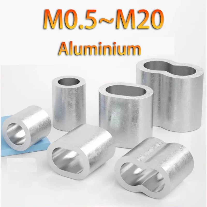 1-200pcs Hole Aluminum Cable Crimps Sleeves M0.5-M20 Cable Ferrule Stops for Snare Wire Rope Clip Swage Trap Barrel Fitting