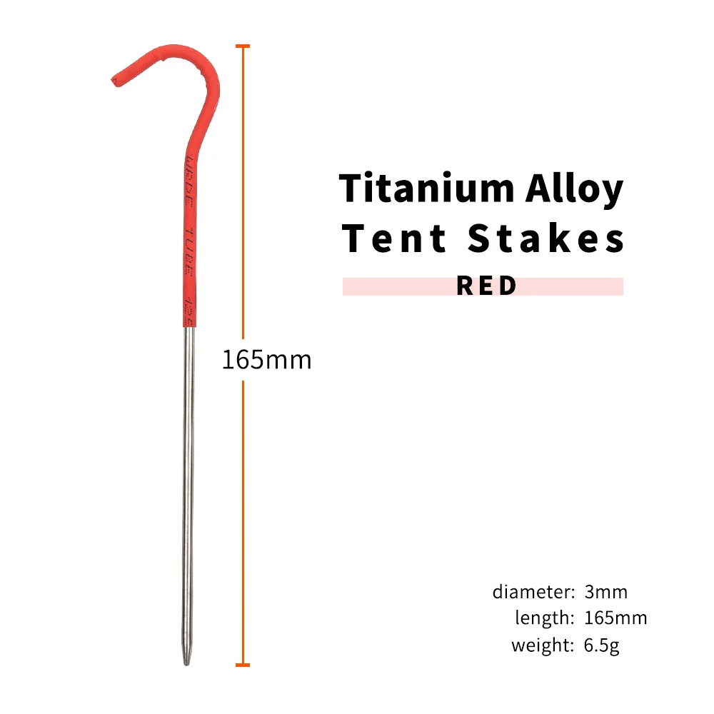 TiTo 8pcs/12pcs 3.0*165mm Titanium alloy Tent Pegs Camping Hiking Ultralight Tent Nail Stakes Tent Accessories Travel backpack