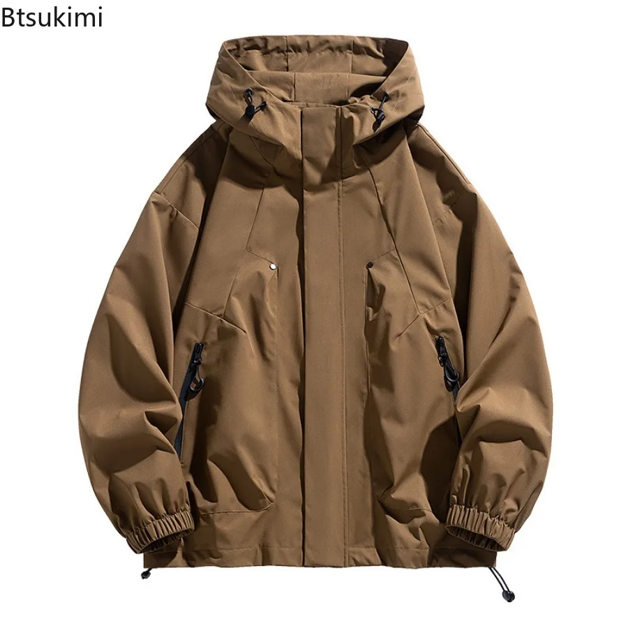 Spring Autumn New Men's Hooded Jackets Oversize 7XL 8XL Loose Casual Windbreaker Coats Male Outdoor Waterproof Softshell Jackets