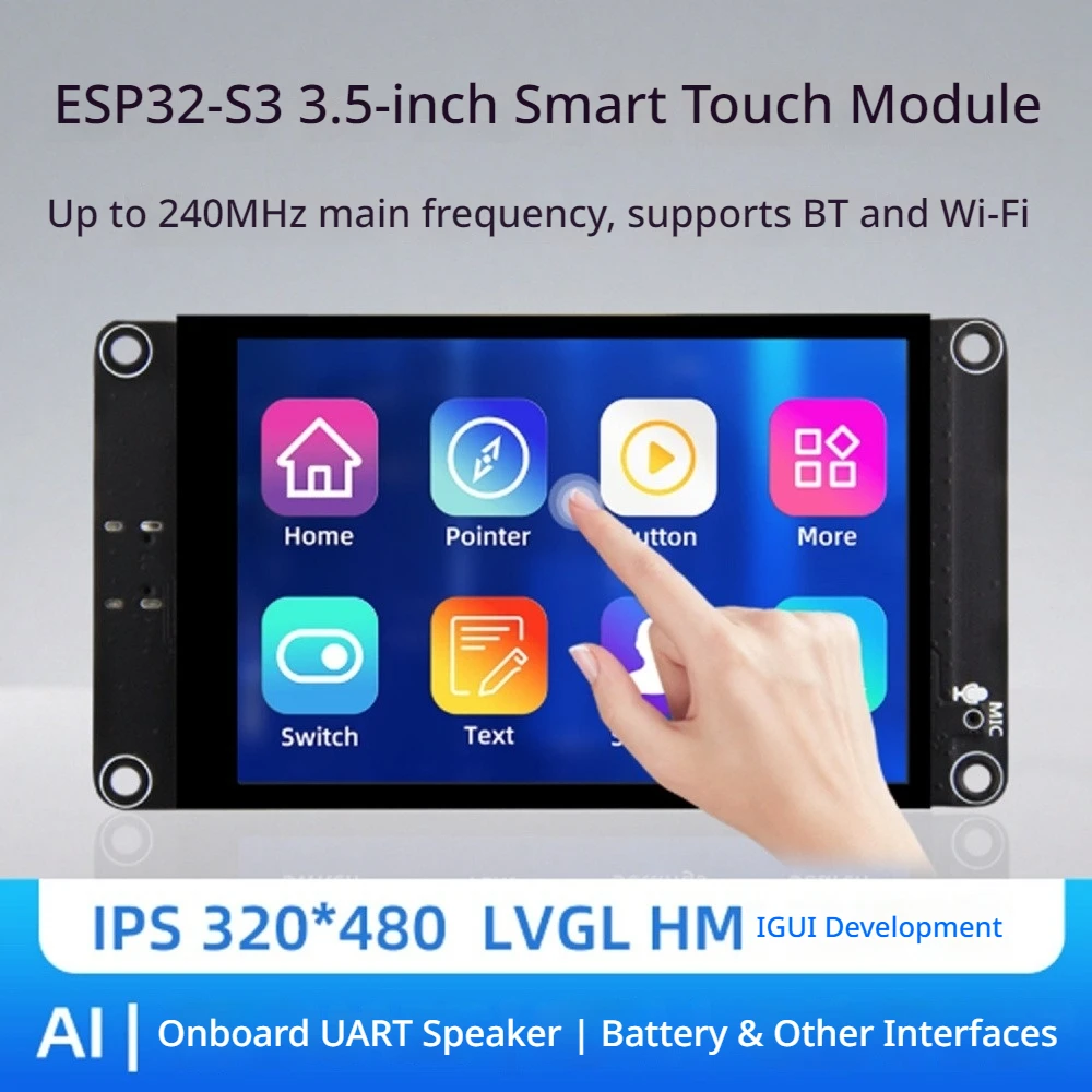 ESP32-S3 Development Board 3.5 Inch IPS Capacitive Touch Screen WiFi BT V5.0 Type-C AI Voice 320*480 RGB565 TFT LCD Module
