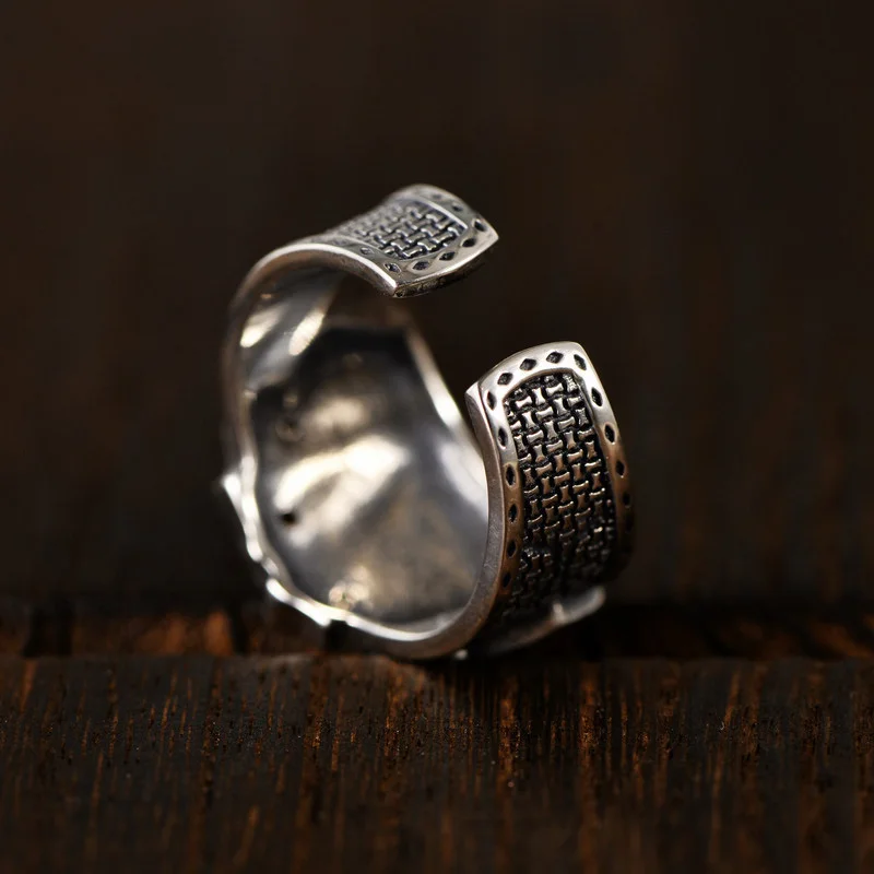 KOFSAC Trendy Creative Card A K Q J Ring For Men Jewelry Vintage Open Size 925 Sterling Silver Ring Boy Gifts Party Accessories