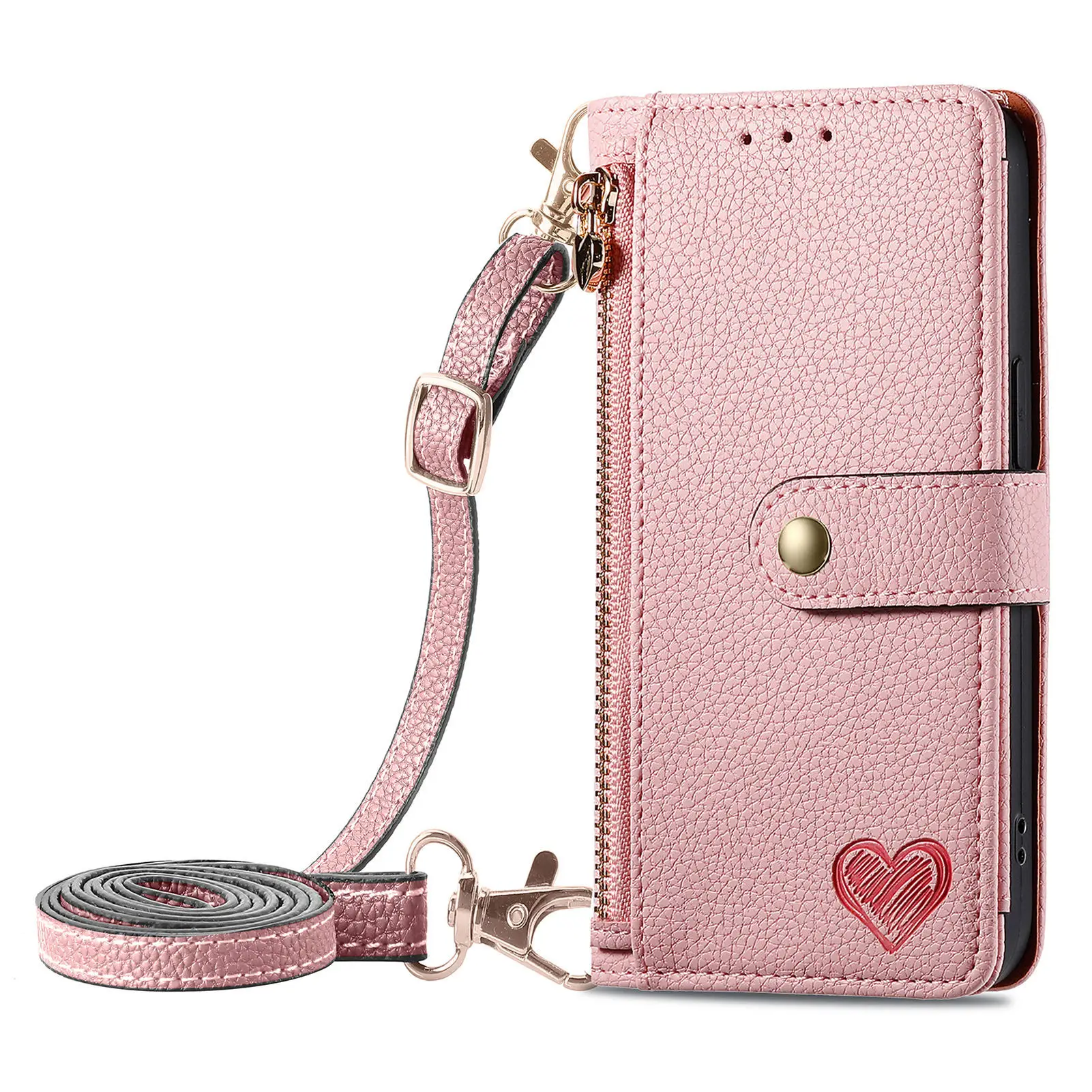 Zipper Leather Lanyard Wallet Case for HMD Pulse Pro Luxury Crossbody Multi 7 Cards Flip Cover Funda Capa For HMD Pulse Pro