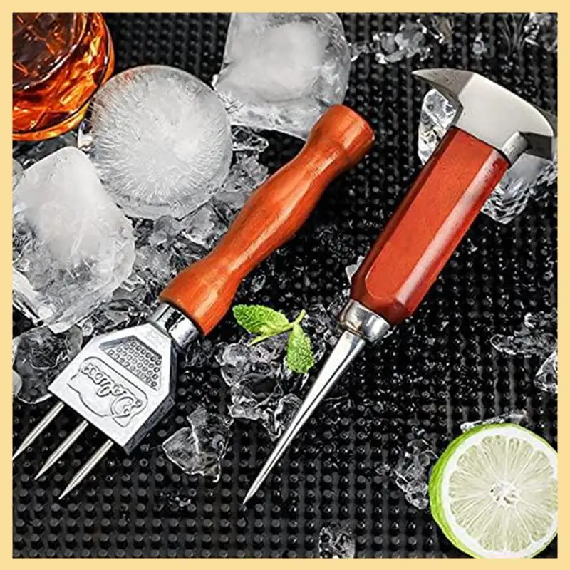 Set di chippole per ghiaccio da 2 pezzi con manico in legno, pinza per ghiaccio per tritaghiaccio perfetta per bar, barista. Il miglior strumento per intaglio