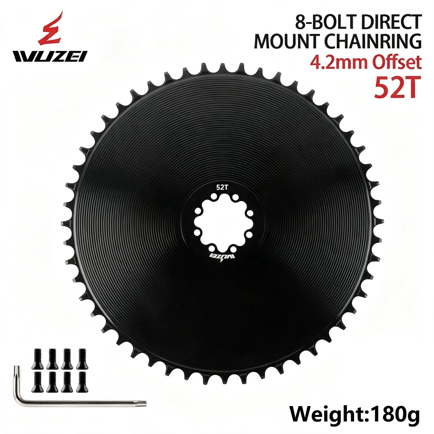 WUZEI Rennrad 8-Loch-Kettenblatt für SRAM AXS Force Red Flattop Kette 40T-58T 4,2mm Offset Fahrrad-Kettenblatt mit schmaler-breiter Krone – Detail 21