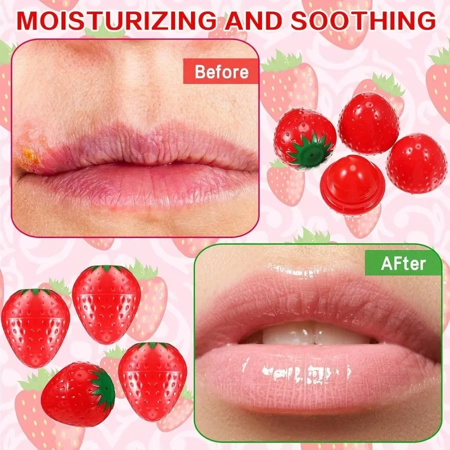 1/4/20pcs Moisturizing Strawberry Lip Balm Long-Lasting Repair Hydrating Colored Lipstick Repairs Dry Lip Care Cosmetics Gift