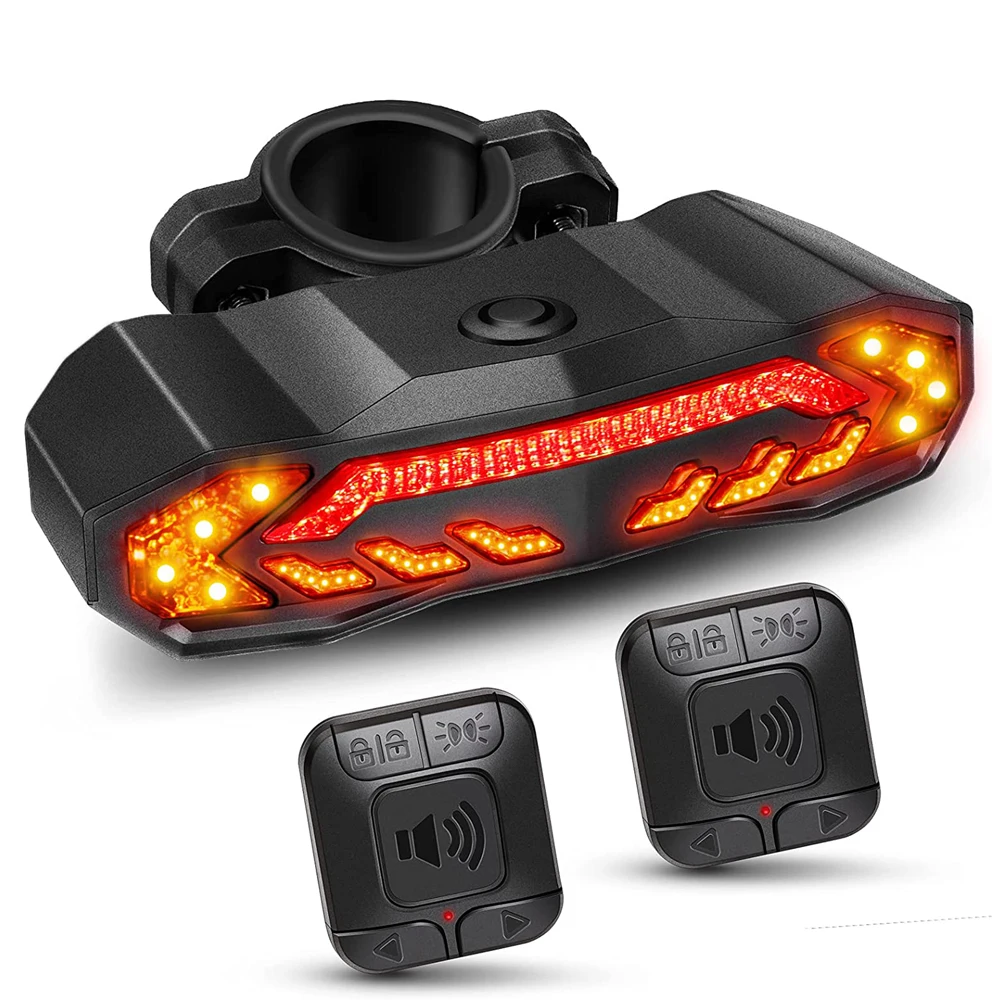 WSDCAM Smart Bike Tail Light with Turn Signals Bike Alarm Horn with Remote Rechargeable Waterproof Bike Rear Bike Brake Light image 3