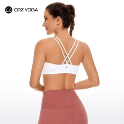 CRZ YOGA Women's Low Impact Strappy Sports Bra - Low Cut Wirefree Padded Yoga Bra Criss Cross Back