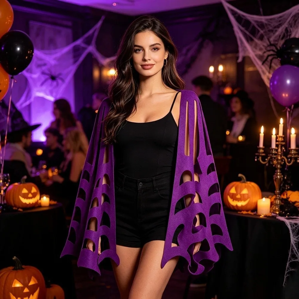 Warrior Cloak Solid Color Halloween Cape Felt Material Mesh Texture Cosplay Cloak Adult Size Hollow Out Costume Cape Dress Up