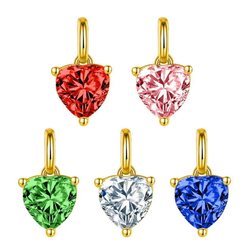 

Heart Pendant Birthstone Zircon Colorful Charm Women Stainless Steel DIY Keychain DIY Factory Supplier for Jewelry Making