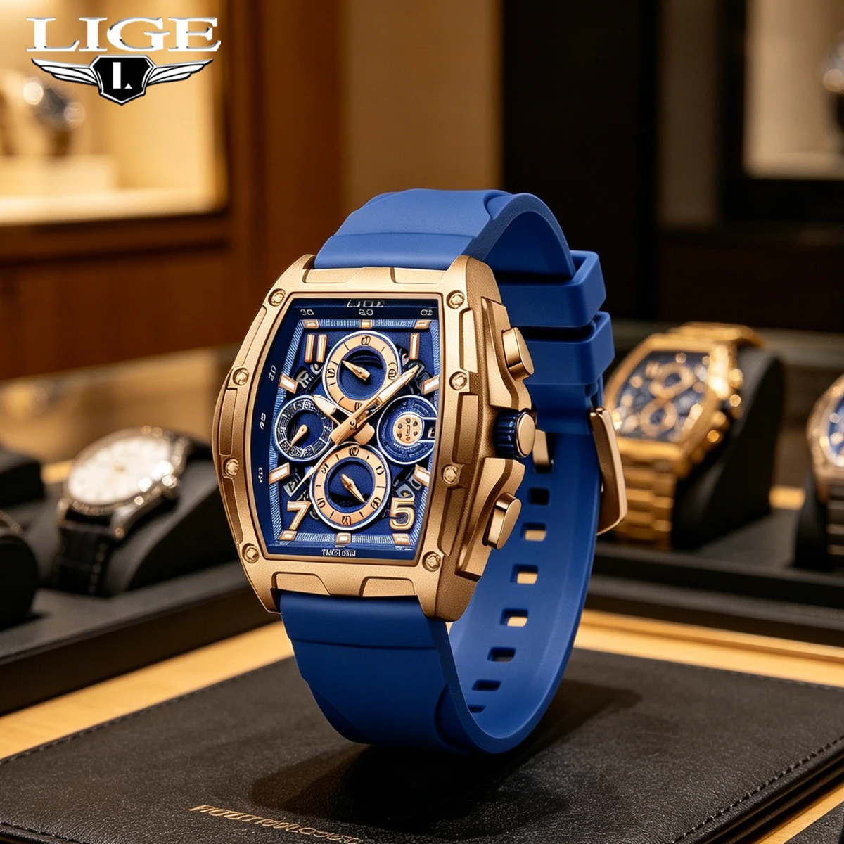 LIGE Fashion Luxus Herren Multifunktions-Chronograph Quarzuhr Wasserdicht Leuchtende Herrenuhr reloj hombre relógio