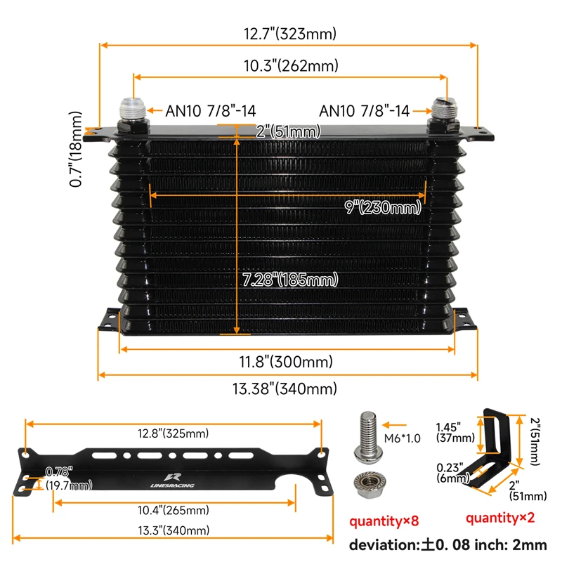 AN10 13 Row Oil Cooler Mout Filter Adapter +7\